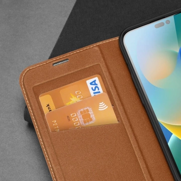 Dux Ducis Skin X2 Hülle für iPhone 14 Pro Max magnetische Flip-Cover braun