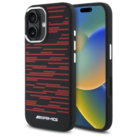 Etui do iPhone 16 AMG Silicone Graphics MagSafe Red Black