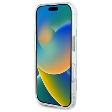 Karl Lagerfeld Hülle für iPhone 16 Plus 6,7 Zoll, weißes MagSafe Hardcase IML-Metall-Choupette-Kopf