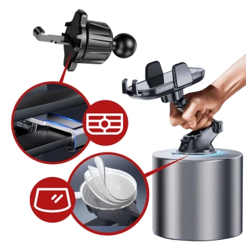 Autotelefonhalter, Fenster, Kühlergrill, Cockpit, Armaturenbrett, Auto, Auto, für 7-Zoll-Telefon Alogy 3in1 Schwarz