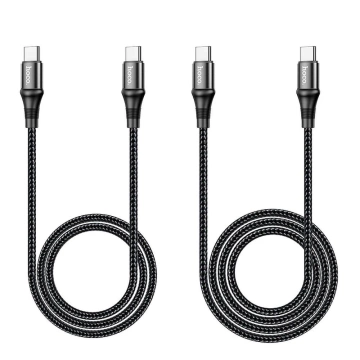 HOCO Kabel Typ C auf Typ C X50 1m Schwarz PD 100W 5A Nylongeflecht