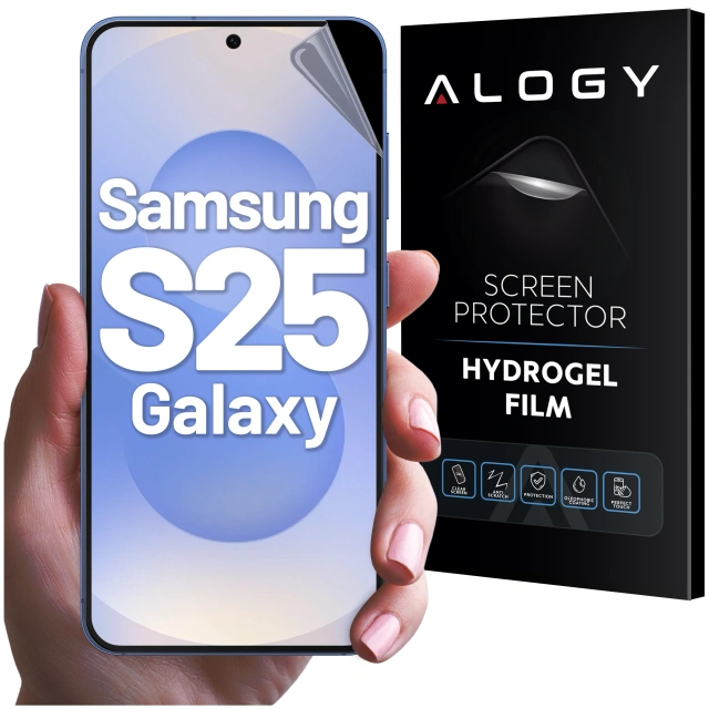 Folia hydrożelowa do Samsung Galaxy S25 – elastyczna ochrona ekranu, samoregeneracja, pełne dopasowanie i wysoka przejrzystość – Alogy Hydrogel Film™