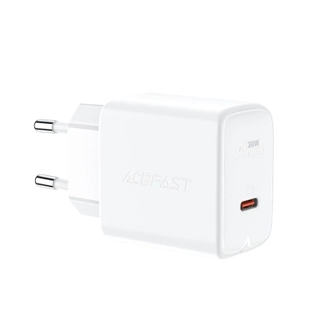 Acefast GaN 30W USB-C PD QC 3.0 Weißes Wandladegerät