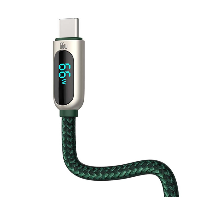 Kabel 2m Baseus Display Fast Charging USB-A do USB-C 66W wyświetlacz 2m Zielony