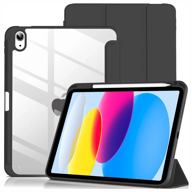 Etui Ochronne do Apple iPad 10.9" 10 Gen 2022 / iPad 11" A16 11 Gen 2025 Hybrydowe z Miejscem na Rysik, Składana Okładka z Funkcją Podstawki 2w1, Alogy HybridBook™ Case – Czarne