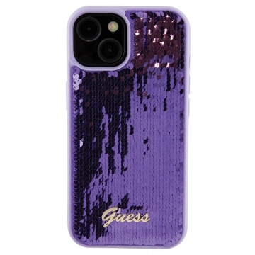 Etui Guess GUHCP15SPSFDGSU für iPhone 15 6,1" fioletowy/lila Hardcase Pailletten Script Metal
