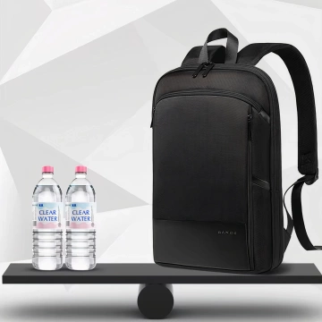 Bange Wasserdichter Rucksack, Laptoptasche, 17 Zoll, Reise, erweiterbar, 49 x 33 x 6 cm, für Arbeit, Schule, Flugzeug, Herren, Damen, Schwarz