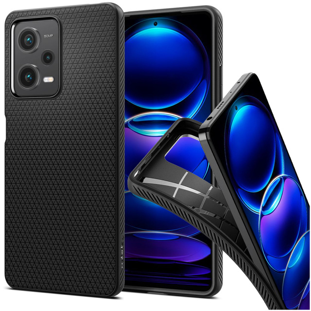 Etui na telefon Spigen Liquid Air obudowa ochronna do Xiaomi Redmi Note 12 Pro 5G / Poco X5 Pro 5G Matte Black + Szkło