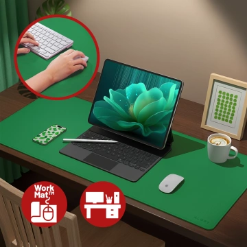 Podkładka na biurko 100×50 cm – antypoślizgowa mata ochronna z eleganckiej ekoskóry PU, pod mysz i klawiaturę, stylowa i trwała – Alogy WorkMat™ Zielona