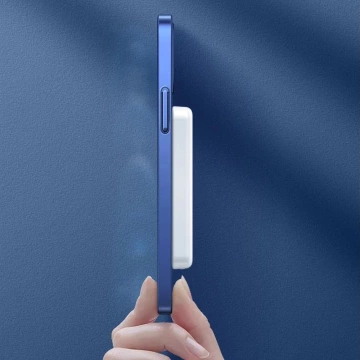 Dudao Wireless MagSafe Power Bank 10W (5W Magsafe) 5000mAh Metalladapter Magnetischer Ladering Weiß (K14S)