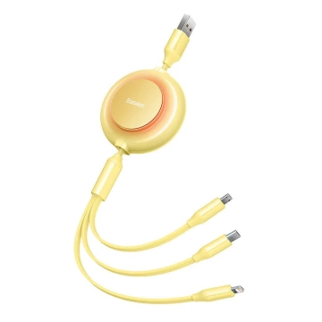 Baseus Bright Mirror 2 3in1 USB Kabel, Micro USB / Lightning / USB-C, flach, 3.5A, 1.1m (gelb)