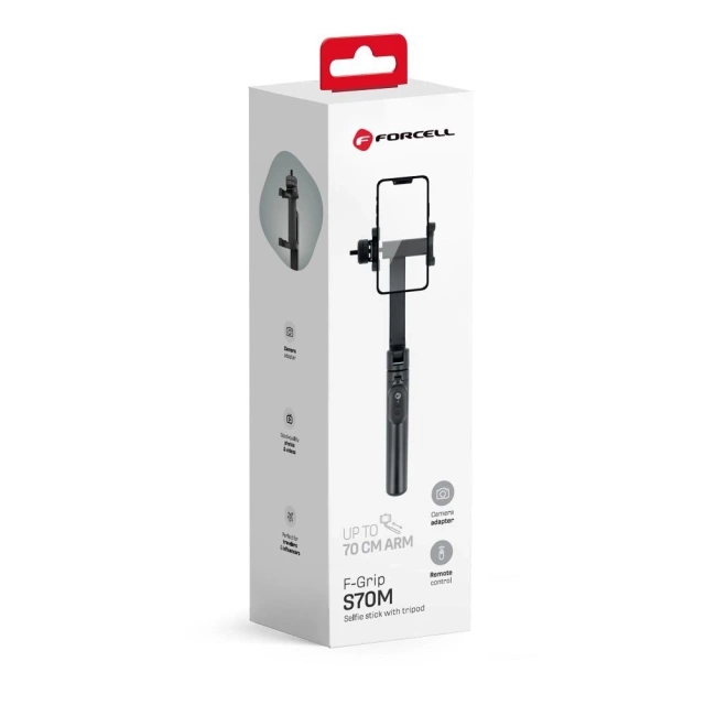Selfie Stick Forcell F-GRIP S70M Statyw Bluetooth 70cm Pilot 360°