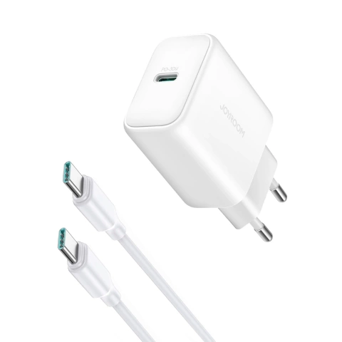 Joyroom USB-C PD 30 W QC SFC Netzwerk-Ladegerät – weißes USB-C-Kabel 1 m