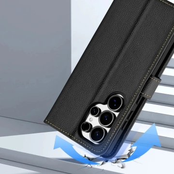 Etui do Samsung Galaxy S25 Ultra Dux Ducis Lawa Skórzane Czarne