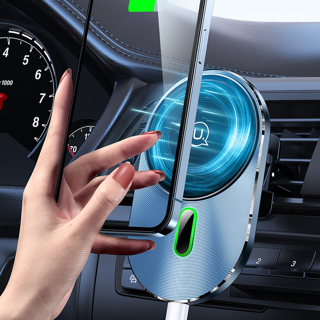 Uchwyt samochodowy na telefon ładowarka indukcyjna QI USAMS Magnetic Car Wireless Charging 15W do kratki (US-CD170)