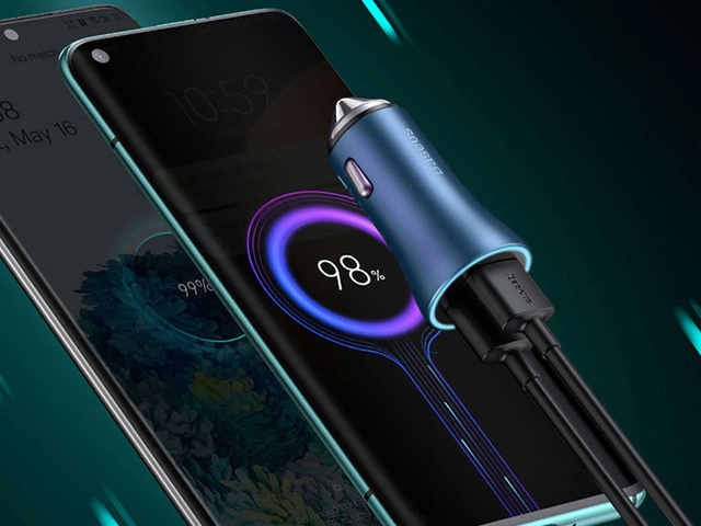 Ładowarka samochodowa Baseus USB+ USB-C QC3.0 PD 40W Blue