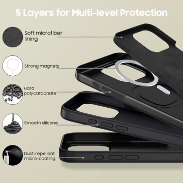 Etui do iPhone 16 Pro Tech-Protect Silikon MagSafe Mattschwarz