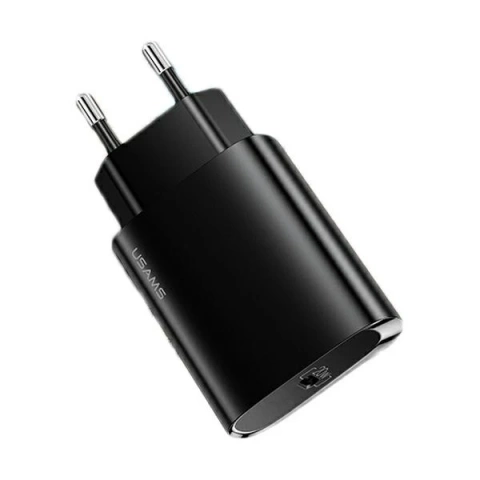 USAMS Wandladegerät 1x USB-C T39 20W (nur Kopf) PD3.0 Fast Charging schwarz/schwarz CC131TC01 (US-CC131)