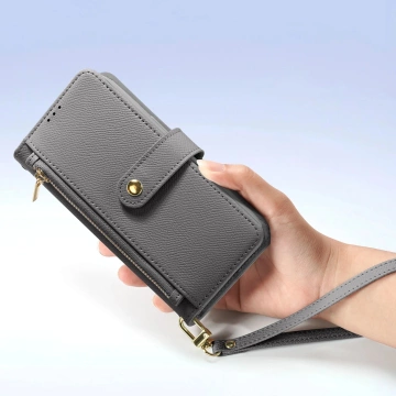 iPhone 15 Pro Dux Ducis Lawa Wallet Mag Lederhülle Grau