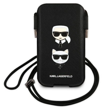 Karl Lagerfeld Handtasche KLHCP12LOPHKCK 6.7" schwarz/schwarz Hardcase Saffiano Ikonik Karl
