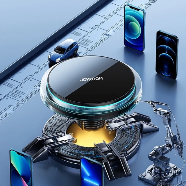 Joyroom samochodowy uchwyt magnetyczny bezprzewodowa indukcyjna ładowarka Qi 15W (kompatybilna z MagSafe do iPhone) na kratkę nawiewu srebrny (JR-ZS291)