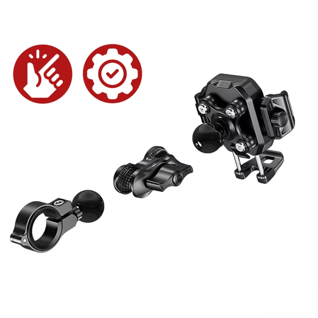 Uchwyt Motocyklowy Rowerowy na kierownicę KEWIG M33-C1 na telefon z systemem przeciwwstrząsowym na motor quada skuter Czarny