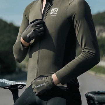 Rękawiczki Rowerowe Rockbros 3-Sezonowe XL Zielone Dotykowe