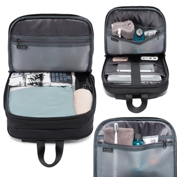 Bange Wasserdichter Rucksack für Laptops bis 15,6 Zoll, 43 x 31 x 7 cm, ideal für Stadt, Reisen, Arbeit und Flugreisen, für Damen und Herren, Schwarz