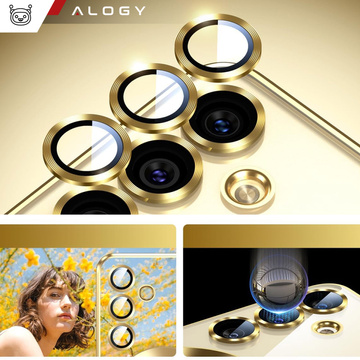 Hülle für Samsung Galaxy S24 Plus Mag Safe Glamour Case Ringgehäuse Kameraschutz Alogy Gold Transparent