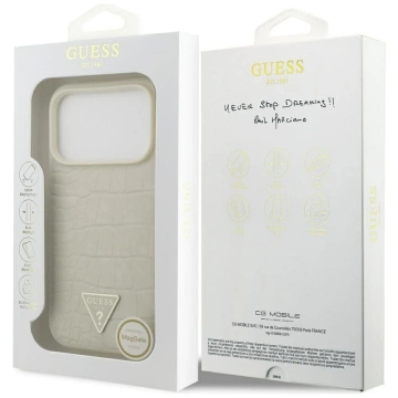 Etui Guess MagSafe do iPhone 17 Pro Croco Triangle Logo Gold
