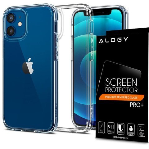 Etui Spigen Ultra Hybrid do Apple iPhone 12 Mini 5.4 Crystal Clear + Szkło Alogy