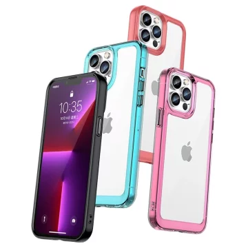 Outer Space Case etui do iPhone 12 Pro Max sztywny pokrowiec z żelową ramką różowy