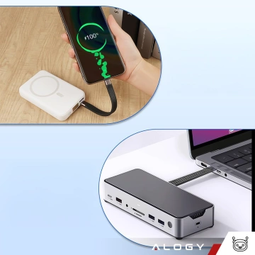 HUB-Splitter Alogy-Adapter für Computer-Laptop mit USB-C auf 3x USB-A 2.0 1x USB-A 3.0 Grau