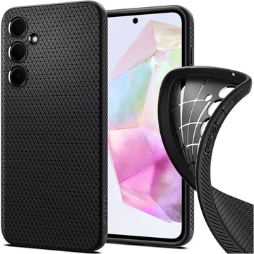 Hülle für Samsung Galaxy A35 5G Spigen Liquid Air Case mattschwarze Rückseite Mattschwarzes Glas