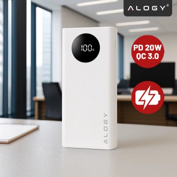 PowerBank Alogy TurboCharge 120W PD PowerDelivery Schnellladung 10000mAh 2x USB-A 1x USB-C Weiß