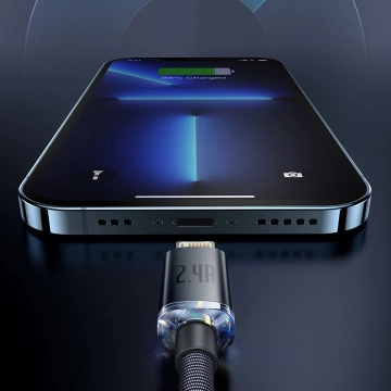 Baseus Crystal Shine Series Kabel USB-Kabel für schnelles Aufladen und Datenübertragung USB Typ A - Lightning 2.4A 2m lila (CAJY000105)