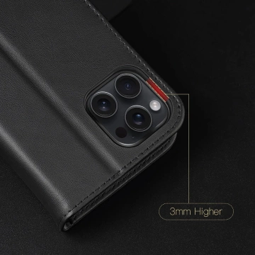 iPhone 16 Pro Dux Ducis Hivo Lederhülle mit RFID Schwarz