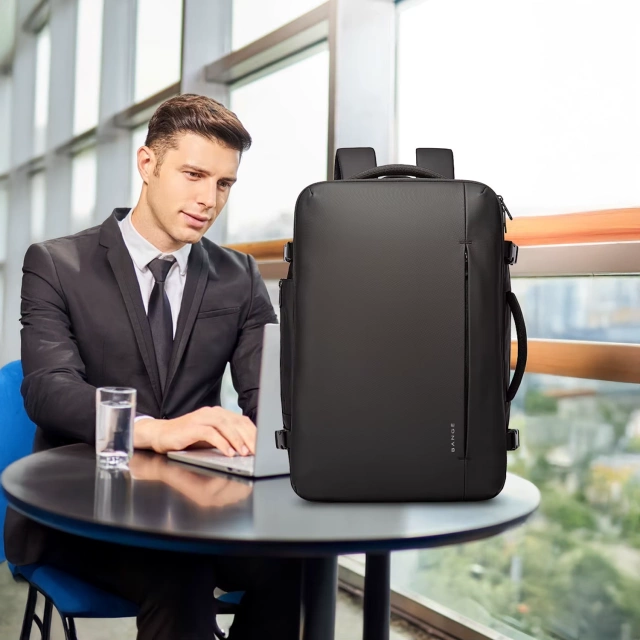 Plecak wodoodporny Bange na laptopa 17" miejski podróżny 52x32x28 cm rozszerzany do pracy samolotu męski damski Czarny
