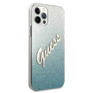 Guess GUHCP12LPCUGLSBL iPhone 12 Pro Max 6,7" niebieski/blaues Hardcase Glitter Gradient Script
