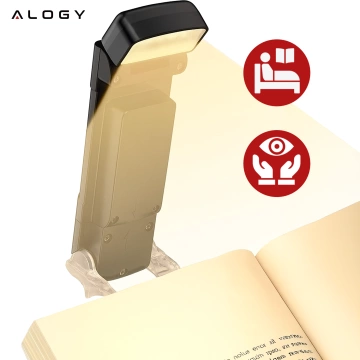 Alogy Clip Lampe LED Leselampe Wiederaufladbare Buchclip-Lampe Schwarz