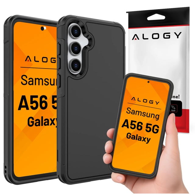 Etui do Samsung Galaxy A56 / A36 5G 2025 Pancerna Obudowa Ochronna na Telefon Wzmocniona Alogy HeavyDuty™️ Case Czarne + Szkło hartowane