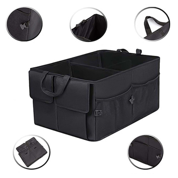 Auto Organizer Kofferraumtasche Kofferraum XXL Kofferraum 6 Taschen für Telefonbuch Getränketaschentücher Schwarz 2x Kopfstützenhalterung