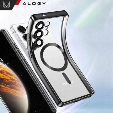 MagSafe-Hülle für Apple iPhone 16 Pro Max Alogy Glamour Luxus-Ringgehäuse Gold-Transparent