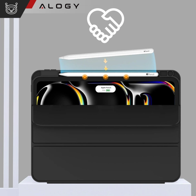 Etui ochronne z miejscem na rysik do Apple iPad Air 13" 2024/2025, iPad Pro 12.9" 2018-2022 Alogy Book Cover Case obudowa na tablet Czarne