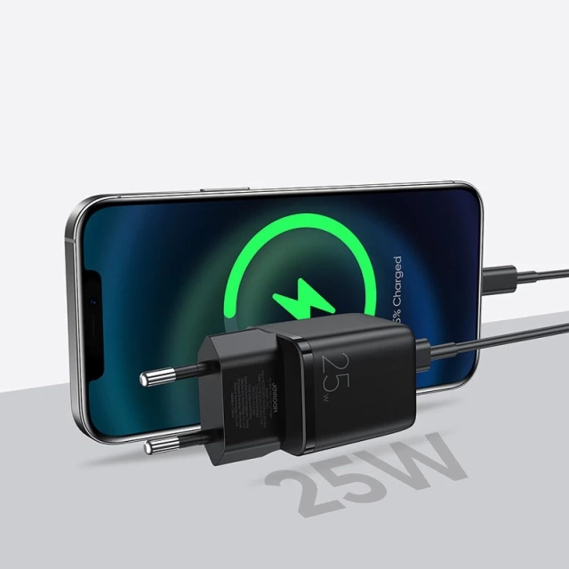Joyroom Kleines schnelles USB-Typ-C-PD-Ladegerät 25 W EU-Stecker Schwarz (L-P251)