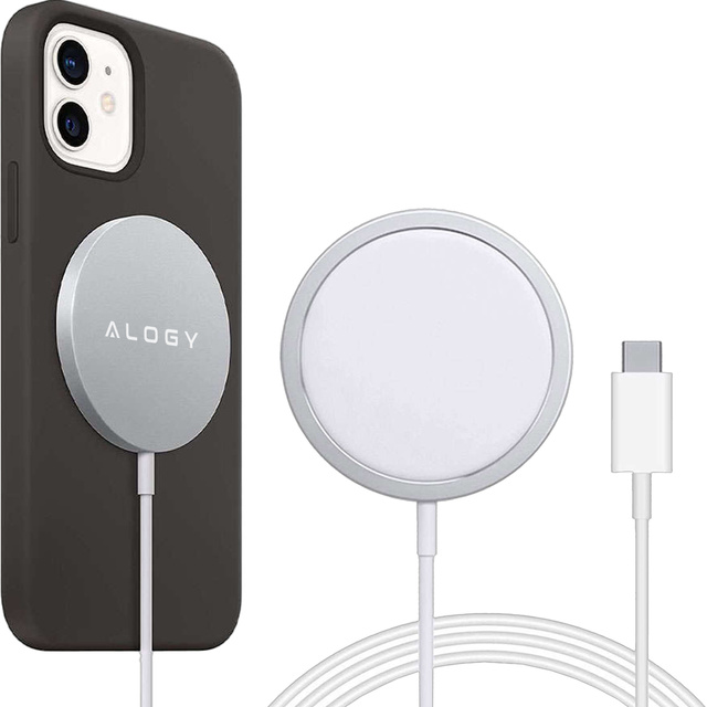 Ładowarka indukcyjna do iPhone do MagSafe – bezprzewodowa 15W, szybkie i stabilne ładowanie dla iPhone 12/13/14/15/16/17/ Pro / Max / Mini / Air – Alogy MagCharge™ Biała