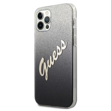 Guess GUHCP12LPCUGLSBK iPhone 12 Pro Max 6,7" Czarny/Black Hardcase Glitter Gradient Script