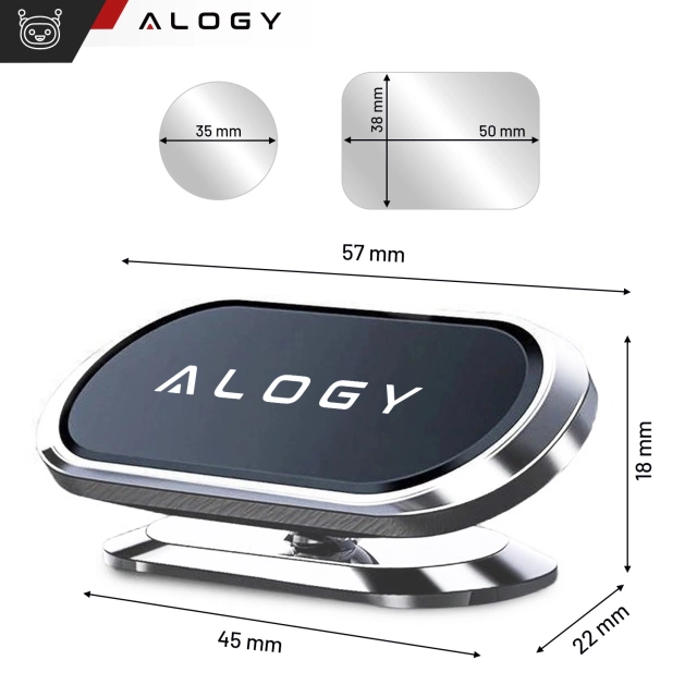 Uchwyt magnetyczny samochodowy Alogy do auta uniwersalny do telefonu na kokpit do deski Srebrny