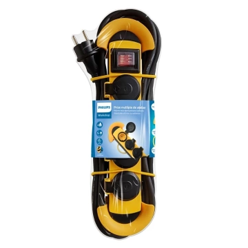 Philips Verlängerungskabel, 4-fach Steckdosenleiste, Werkstatt, 5m SPN5140YC