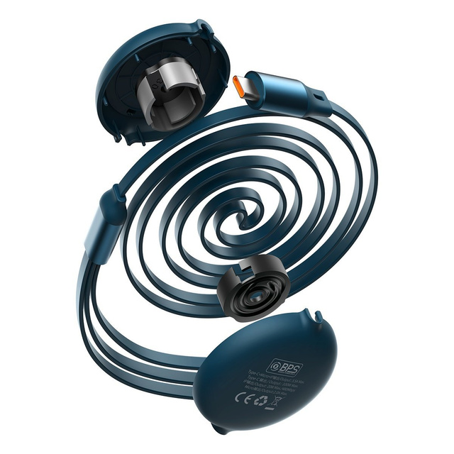 Kabel USB-C 3w1 Baseus Bright Mirror do micro USB / USB-C / Lightning, 100W, 1.2m (niebieski)